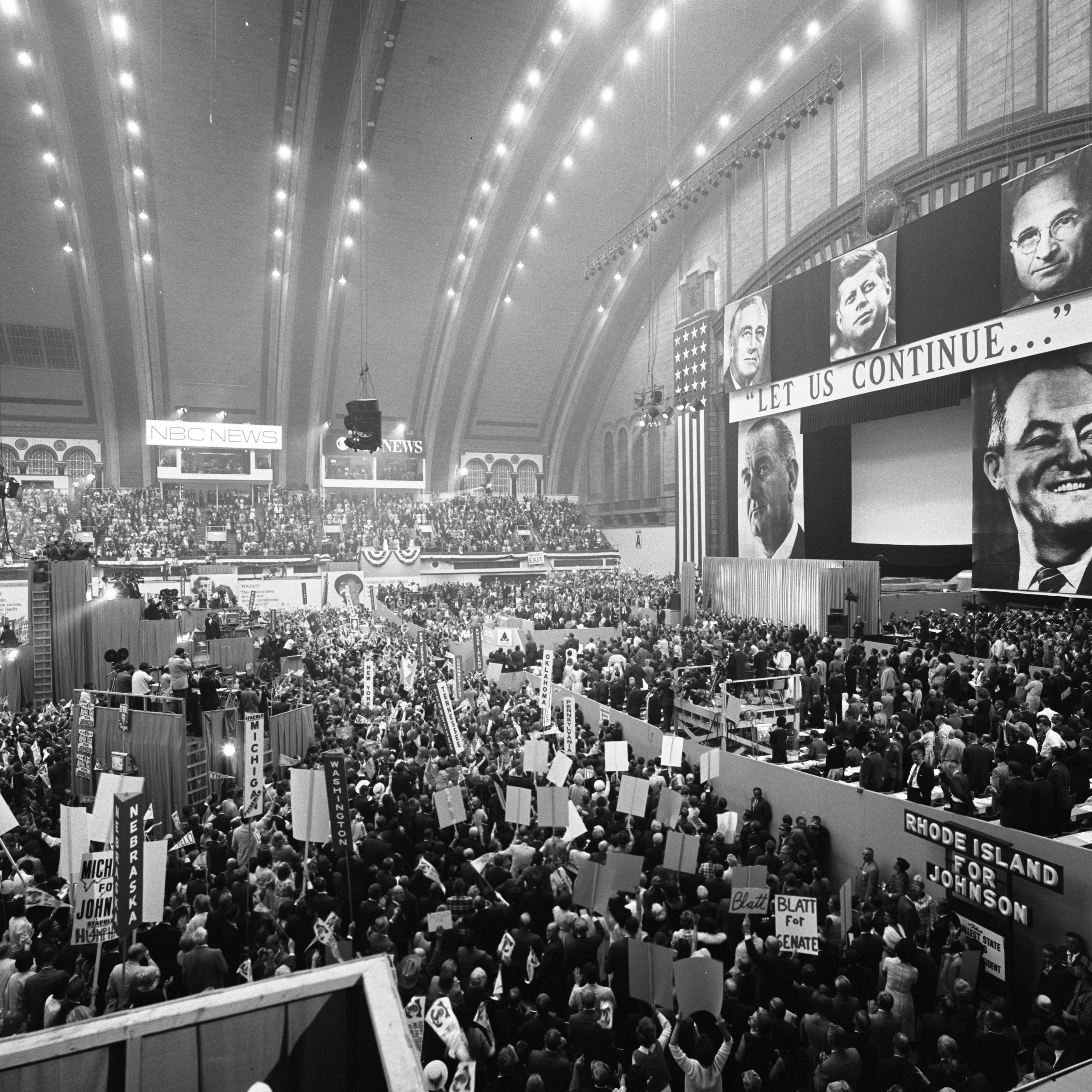 A view of the convention hall at the 1964 Democratic National Convention